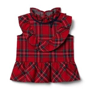 Janie and Jack Tartan Ruffle Peplum Top Girls Size 4
